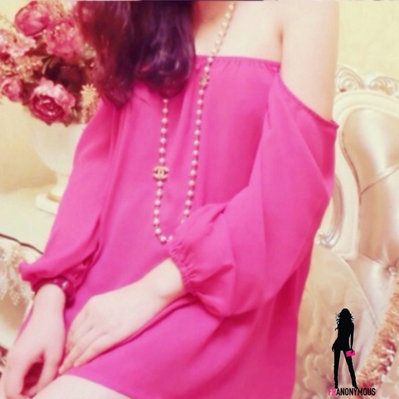 Tops - Flirty Deep Pink Off Shoulder Top S, M