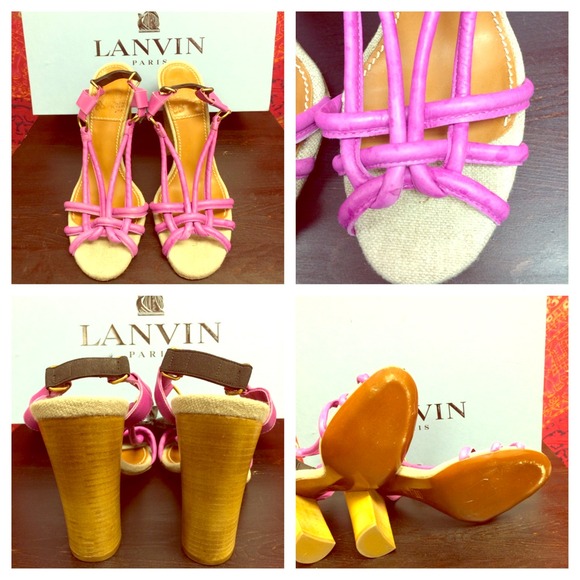 Lanvin Leather Braided Heels, Size 38/7.5-8
