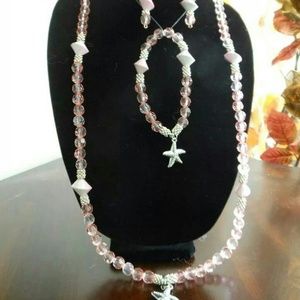 Pink bead jewelry set