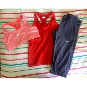 Nike Workout Set! Sports Bra, Top, and Capris