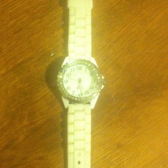 White silicone rubber watch