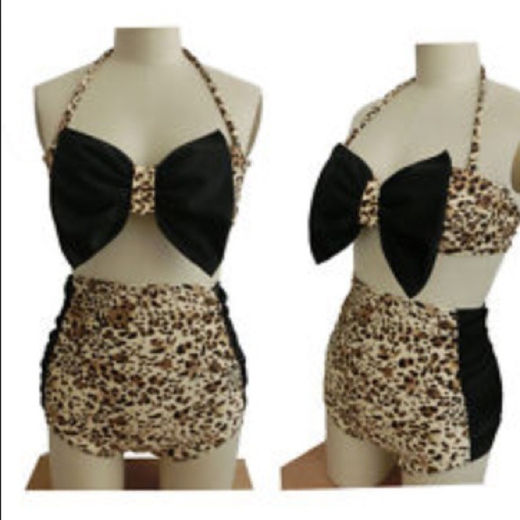 Cheetah bow high waist bikini