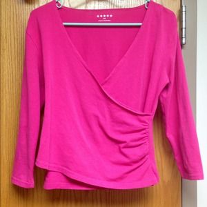 Bright pink v-neck