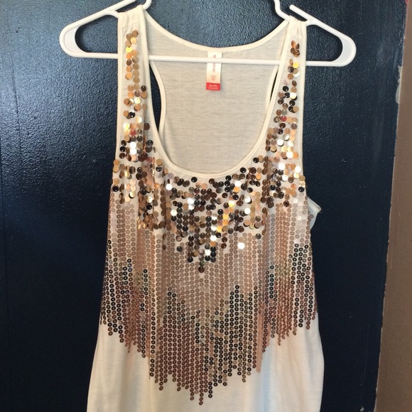 Gold sequined tank