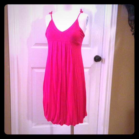 Hot pink knit pullover sundress
