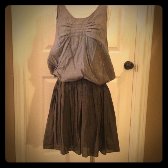 Gray, tan & army green silk pullover dress.