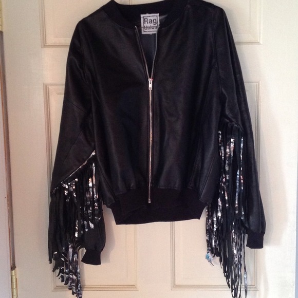 Rag Union x UO Metallic fringe leather jacket - Picture 1 of 4