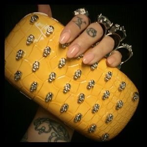 Yellow skull clutch