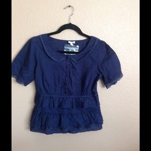 Anthropologie Odille Tiered Lace Blouse Top XS 0