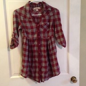 Empire waist button up plaid top