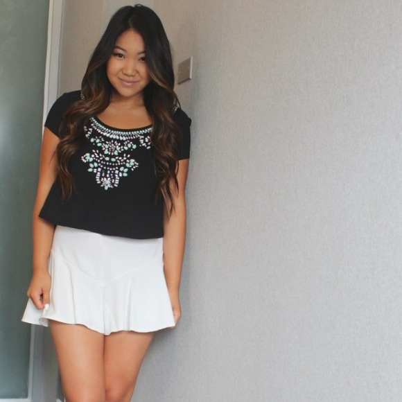 Black jeweled crop top