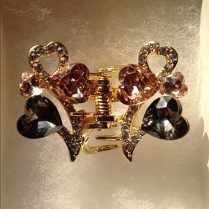 Gold Hearts Hair Clip