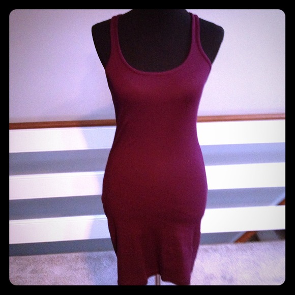 Express Dresses & Skirts - Plum racerback ribbed dress