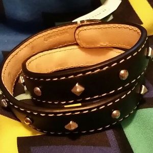 Black leather wrap coach bracelet