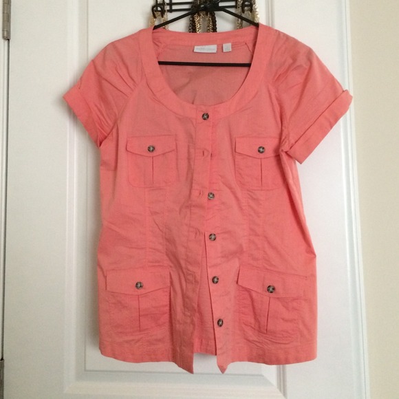 NY and Company coral scoop neck button up