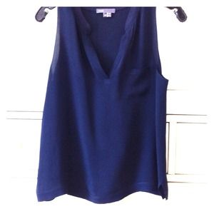 Vince silk pocket slit neck tank