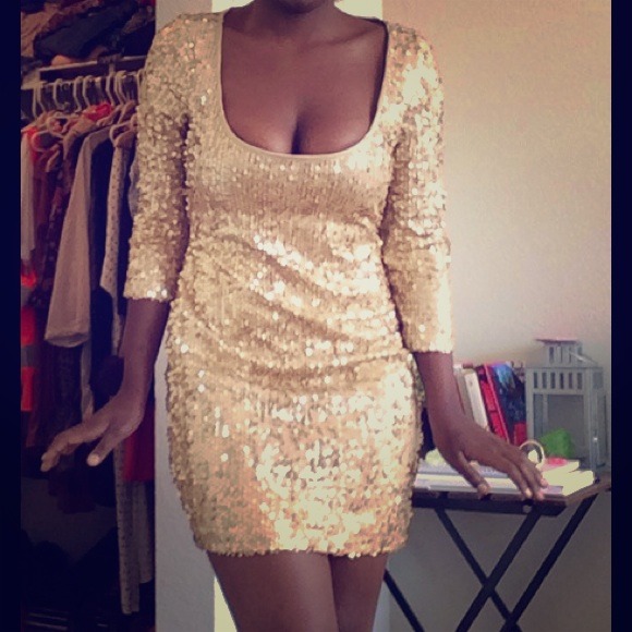 Gold Sequin Arden B. Dress (Size M)