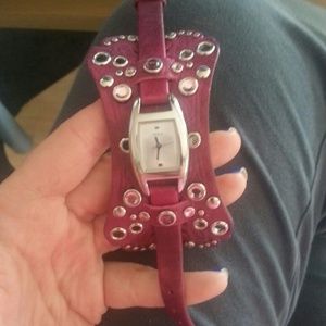 Purple GUESS watch.