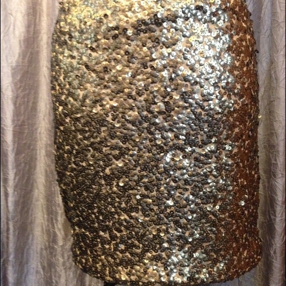 SOLD ✨HOST PICK ✨ H&M bronze-toned sequin skirt - Picture 2 of 4