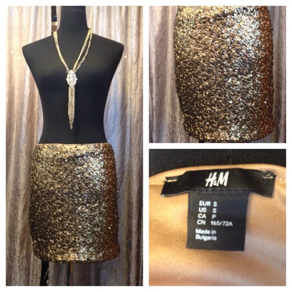 SOLD ✨HOST PICK ✨ H&M bronze-toned sequin skirt - Picture 3 of 4