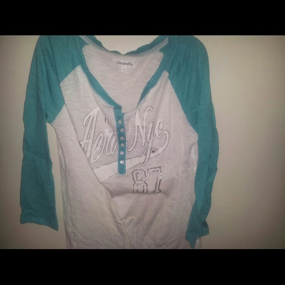 Torquoise Areopastle Baseball T-shirt