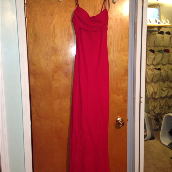 Red prom/SO dress and red and black shoes