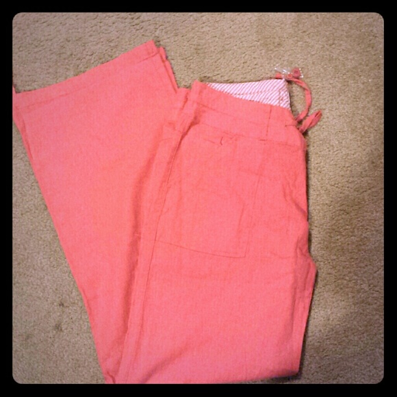 Coral loose linen pants