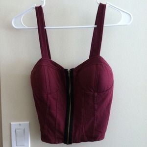 Burgundy bustier/crop top