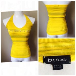 Bright Yellow and Silver Shimmer Halter Top.