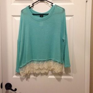 Lace trim long sleeve shirt