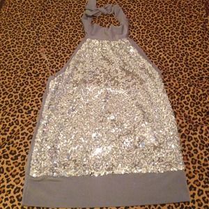 Halter sequin polyester top