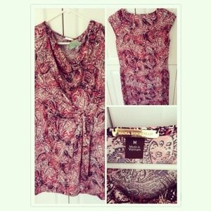 Dana Buchman Printed Drapeneck Dress Size M