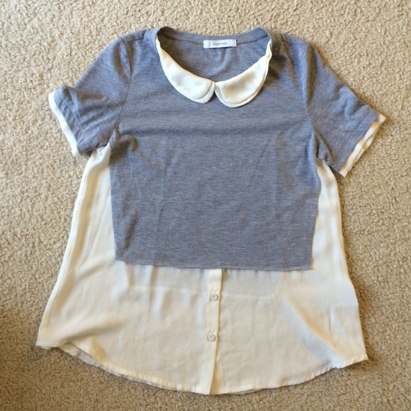 Peter Pan Collared Gray Top