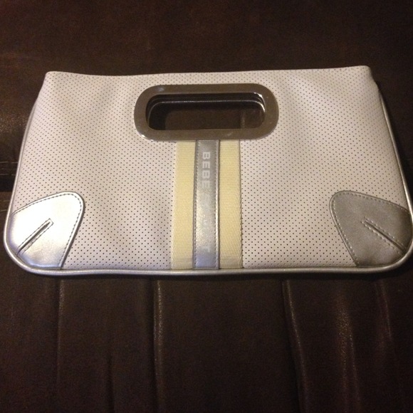 Bebe Sport White & Silver Clutch Bag