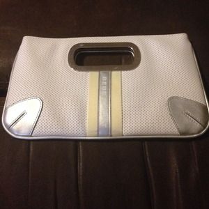 Bebe Sport White & Silver Clutch Bag