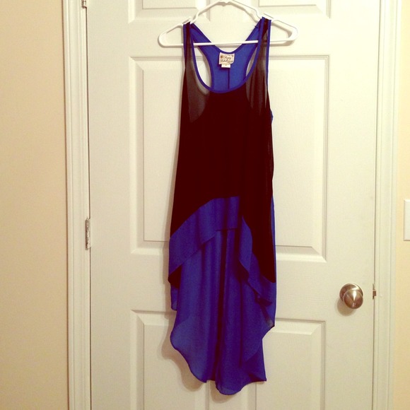 Hi-lo royal blue/black tank shirt