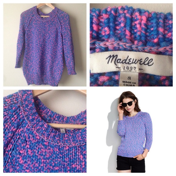 Madewell Neon Weave Sweater 💙💗