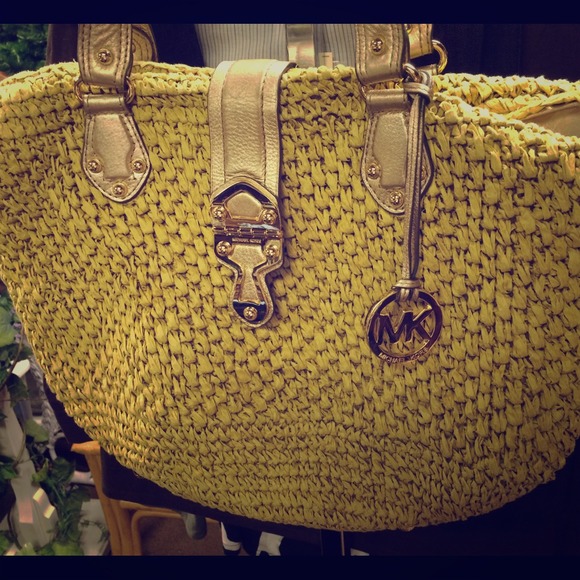 Michael Kors Braid Grommet Soft Straw Large Tote
