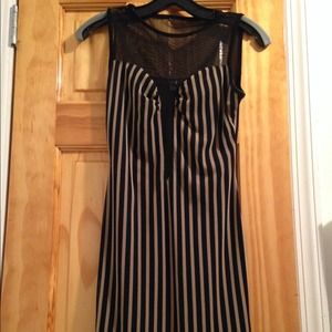 Striped mesh detail dress