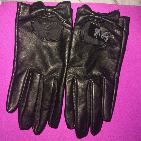 Cute Bow Leather Gloves