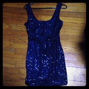 Blue sequined cocktail dress