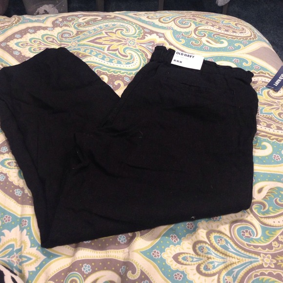Linen capri black drawstring pants OLDNAVY - Picture 2 of 2