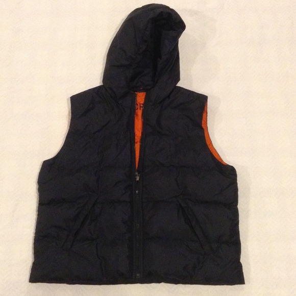 Abercrombie puffy vest navy and orange