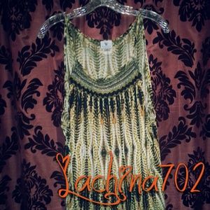 Safari tribal print/front beaded top