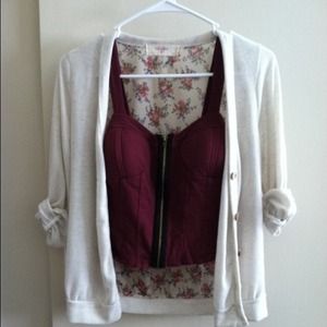 Cream&floral cardigan