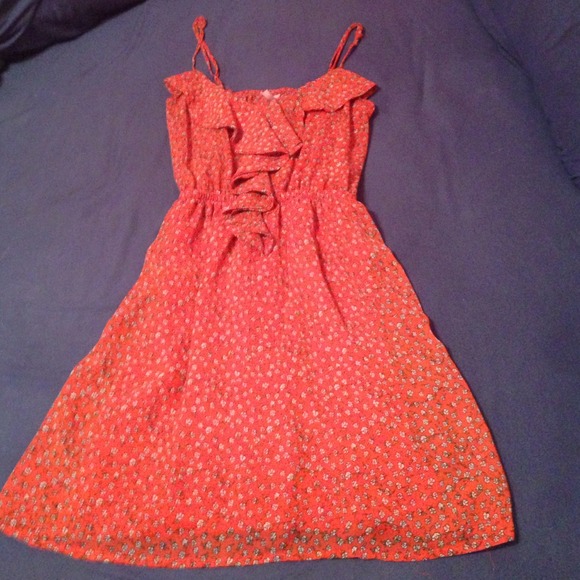 Orange dress with white flowers