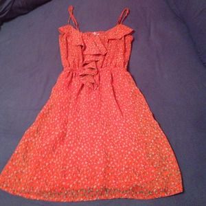 Orange dress with white flowers
