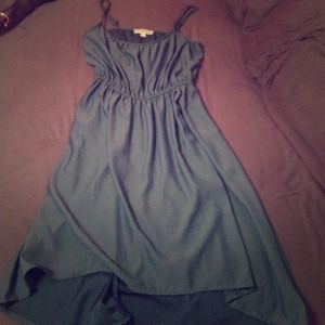 Dark teal silk high-low dress