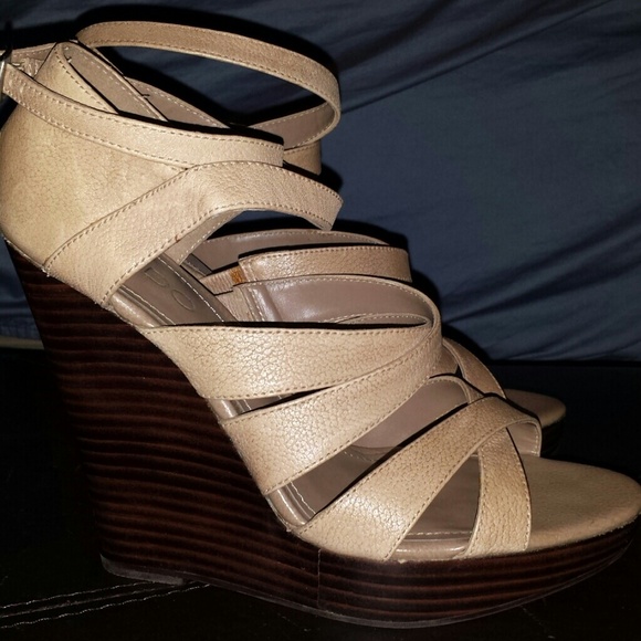Aldo strappy wedges.