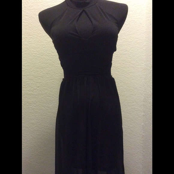 Black Body Con Halter Sheer Dress - Picture 1 of 2